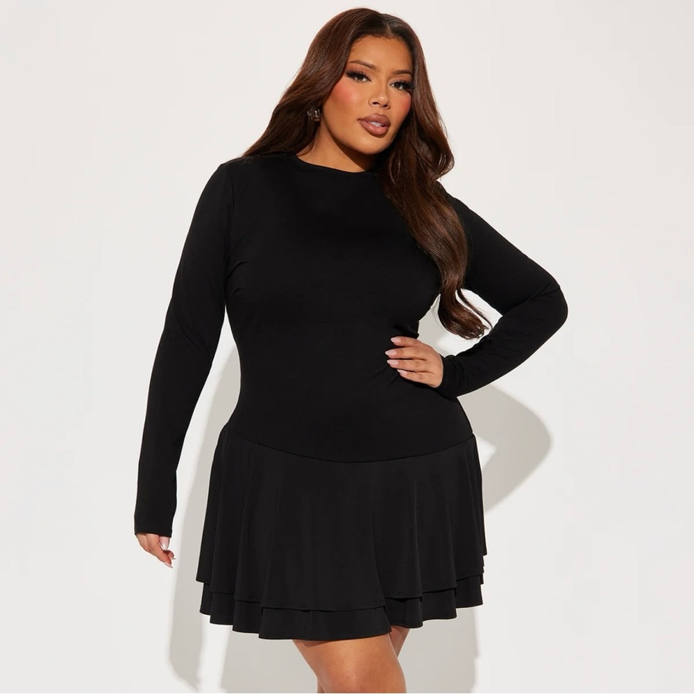 Brand new black long sleeve mini dress